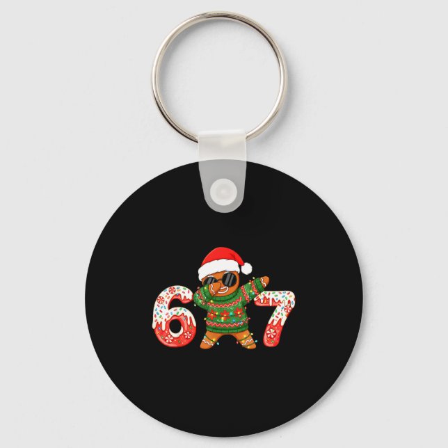 Funny Gingerbread Six Seven 67 Ice Cream Drip Chri Keychain (Front)