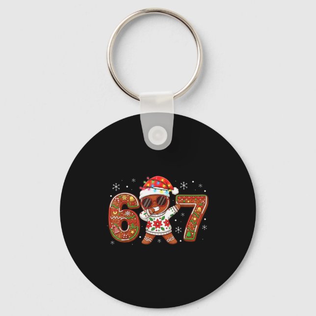 Funny Gingerbread Six Seven 67 Ice Cream Drip Chri Keychain (Front)