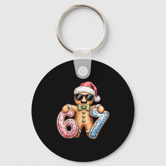 Funny Gingerbread Six Seven 67 Ice Cream Drip Chri Keychain (Front)