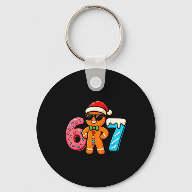 Funny Gingerbread Six Seven 67 Ice Cream Drip Chri Keychain (Front)