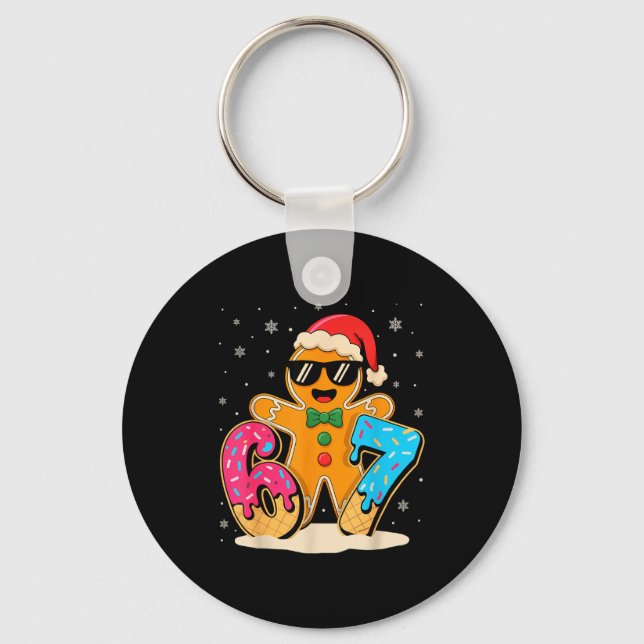 Funny Gingerbread Six Seven 67 Ice Cream Drip Chri Keychain (Front)