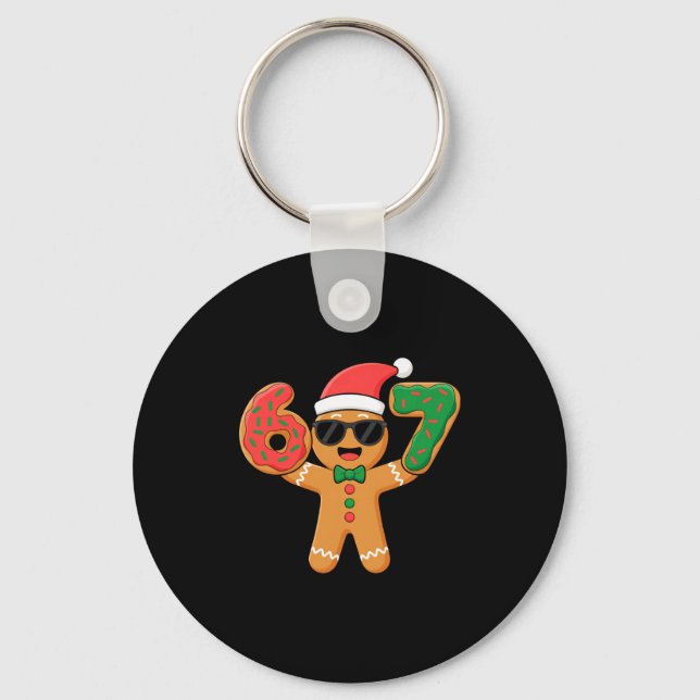 Funny Gingerbread Six Seven 67 Ice Cream Drip Chri Keychain (Front)