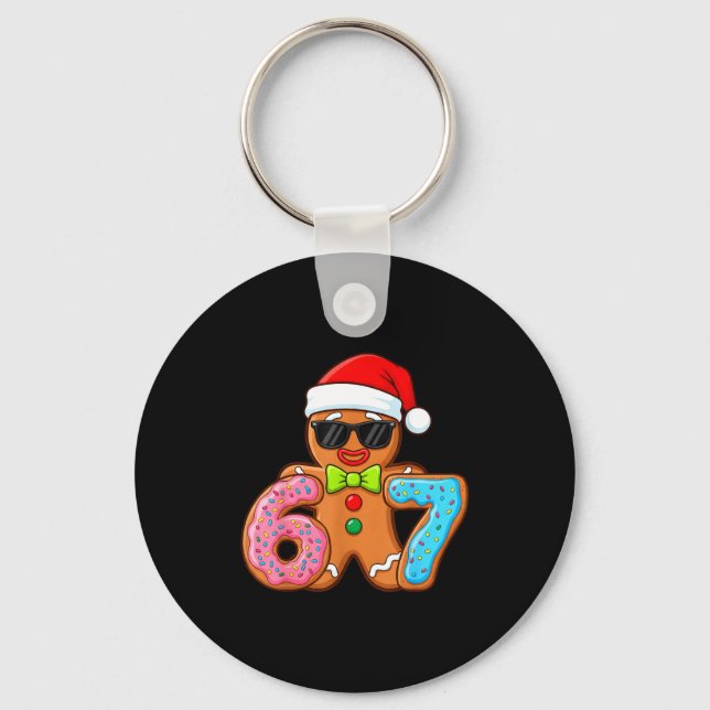 Funny Gingerbread Six Seven 67 Ice Cream Drip Chri Keychain (Front)