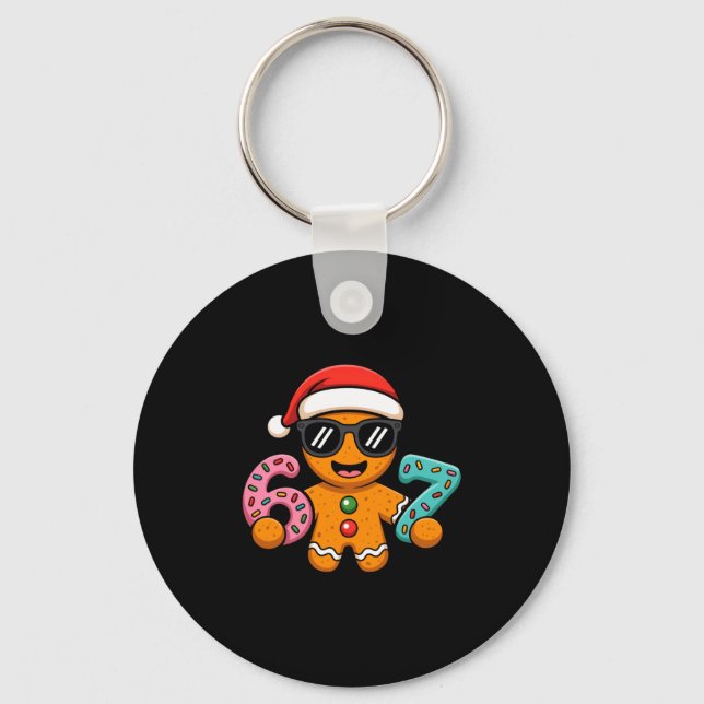 Funny Gingerbread Six Seven 67 Ice Cream Drip Chri Keychain (Front)