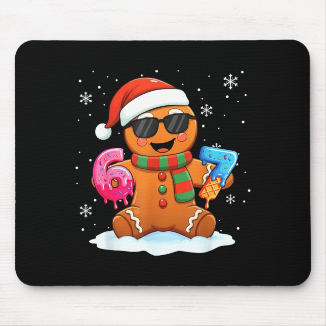 Funny Gingerbread Six Seven 67 Ice Cream Drip Chri Mouse Pad (Front)