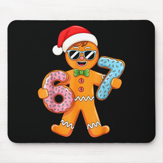 Funny Gingerbread Six Seven 67 Ice Cream Drip Chri Mouse Pad (Front)