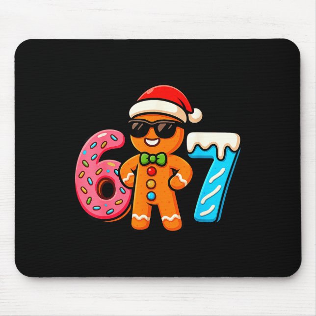 Funny Gingerbread Six Seven 67 Ice Cream Drip Chri Mouse Pad (Front)
