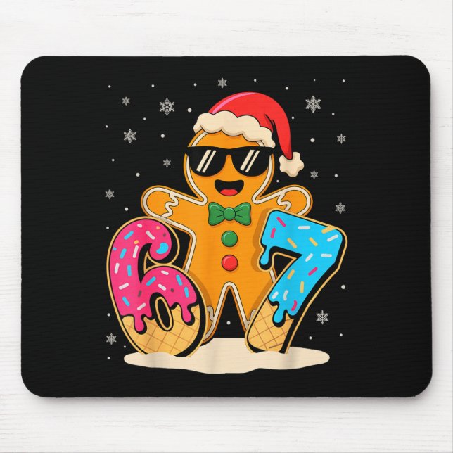 Funny Gingerbread Six Seven 67 Ice Cream Drip Chri Mouse Pad (Front)