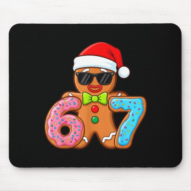 Funny Gingerbread Six Seven 67 Ice Cream Drip Chri Mouse Pad (Front)