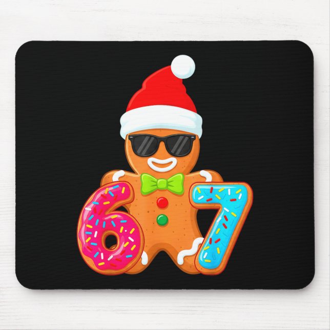 Funny Gingerbread Six Seven 67 Ice Cream Drip Chri Mouse Pad (Front)