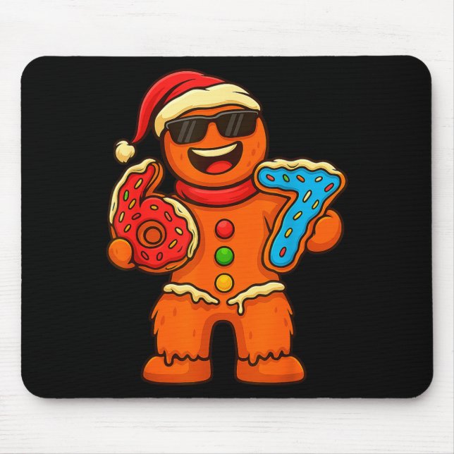 Funny Gingerbread Six Seven 67 Ice Cream Drip Chri Mouse Pad (Front)