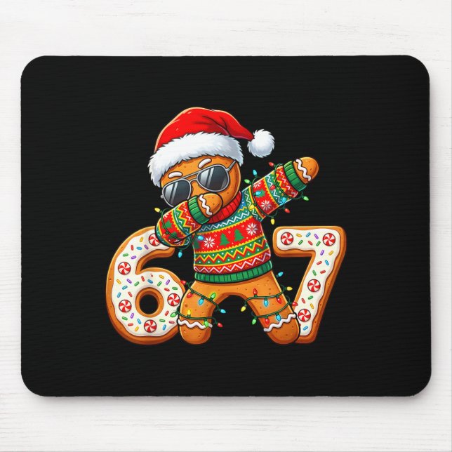 Funny Gingerbread Six Seven 67 Ice Cream Drip Chri Mouse Pad (Front)
