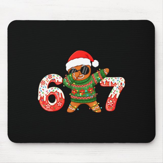 Funny Gingerbread Six Seven 67 Ice Cream Drip Chri Mouse Pad (Front)
