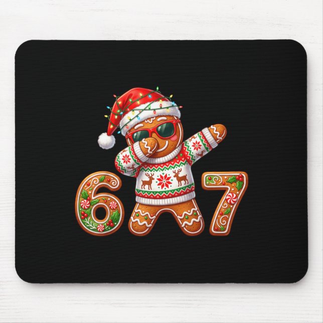Funny Gingerbread Six Seven 67 Ice Cream Drip Chri Mouse Pad (Front)