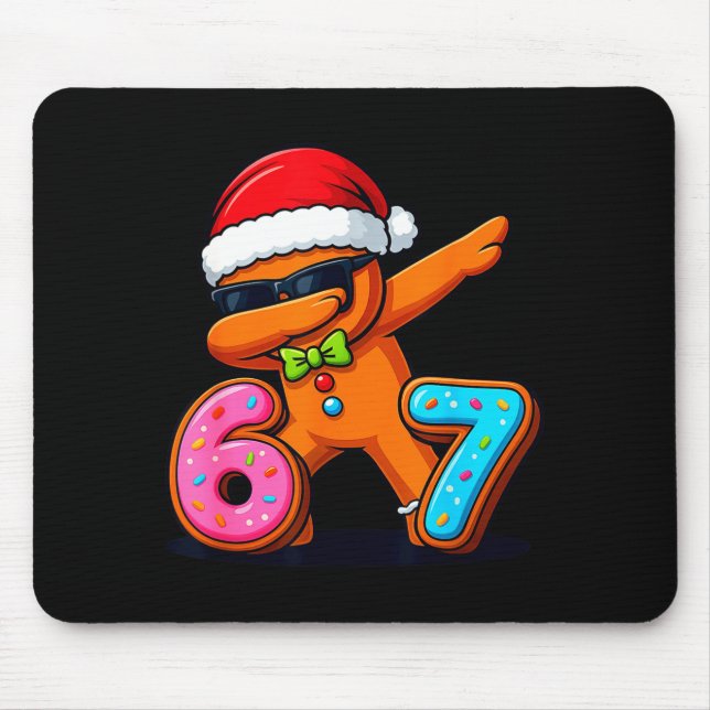 Funny Gingerbread Six Seven 67 Ice Cream Drip Chri Mouse Pad (Front)