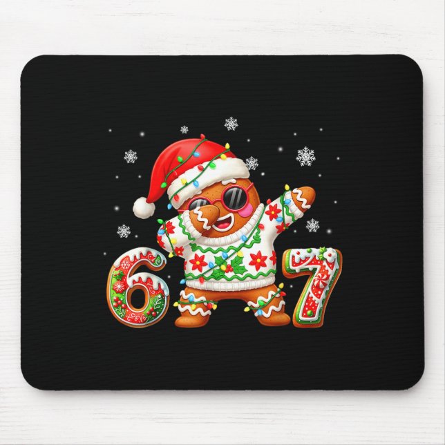 Funny Gingerbread Six Seven 67 Ice Cream Drip Chri Mouse Pad (Front)