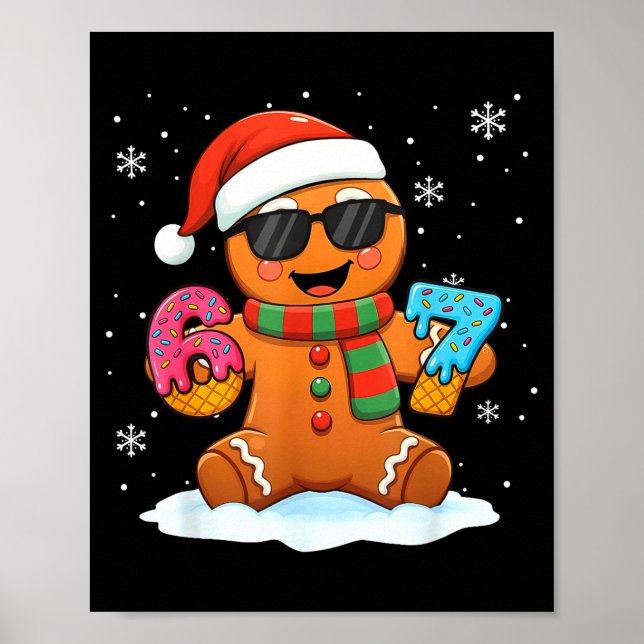 Funny Gingerbread Six Seven 67 Ice Cream Drip Chri Poster (Front)