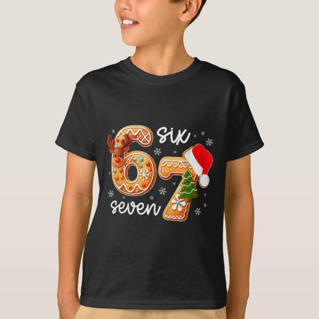 Funny Gingerbread Six Seven 67 Ice Cream Drip Chri T-Shirt (Front)