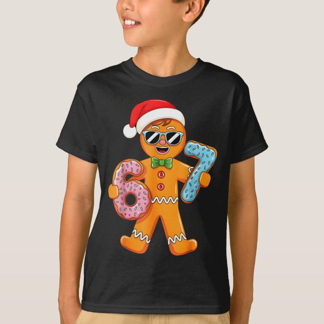 Funny Gingerbread Six Seven 67 Ice Cream Drip Chri T-Shirt (Front)