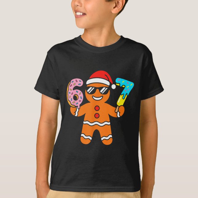 Funny Gingerbread Six Seven 67 Ice Cream Drip Chri T-Shirt (Front)