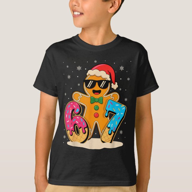 Funny Gingerbread Six Seven 67 Ice Cream Drip Chri T-Shirt (Front)