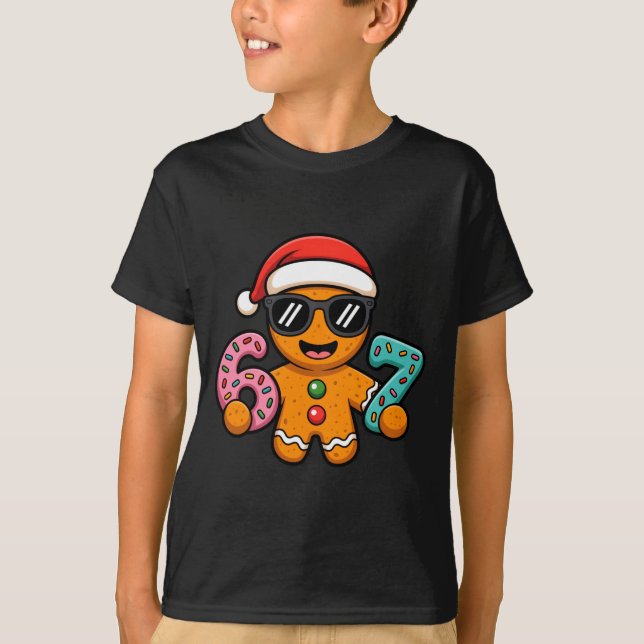 Funny Gingerbread Six Seven 67 Ice Cream Drip Chri T-Shirt (Front)