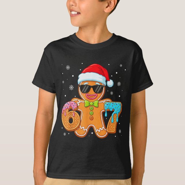Funny Gingerbread Six Seven 67 Ice Cream Drip Chri T-Shirt (Front)