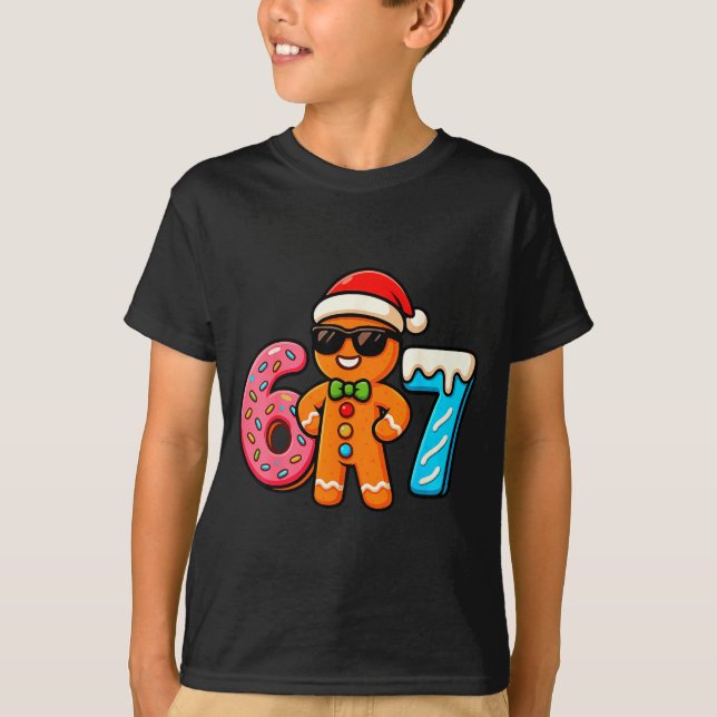 Funny Gingerbread Six Seven 67 Ice Cream Drip Chri T-Shirt (Front)
