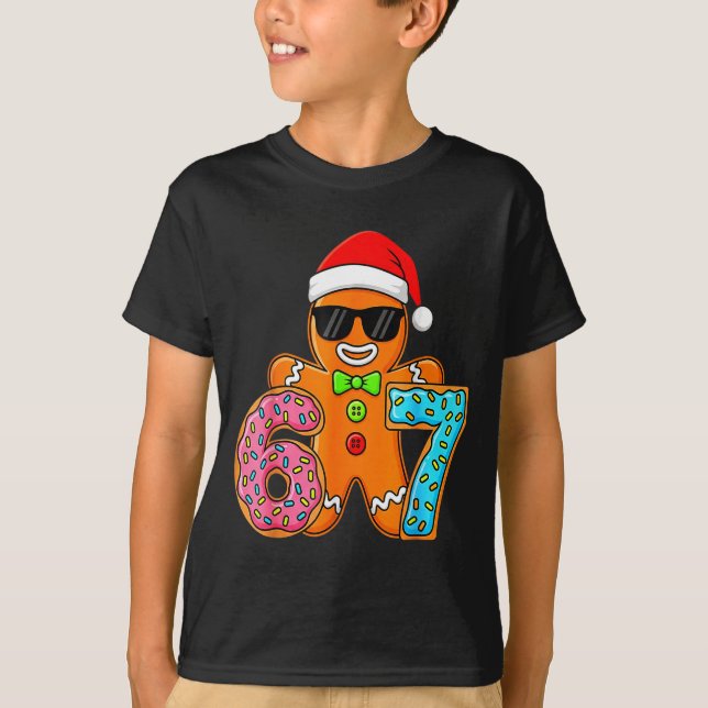 Funny Gingerbread Six Seven 67 Ice Cream Drip Chri T-Shirt (Front)