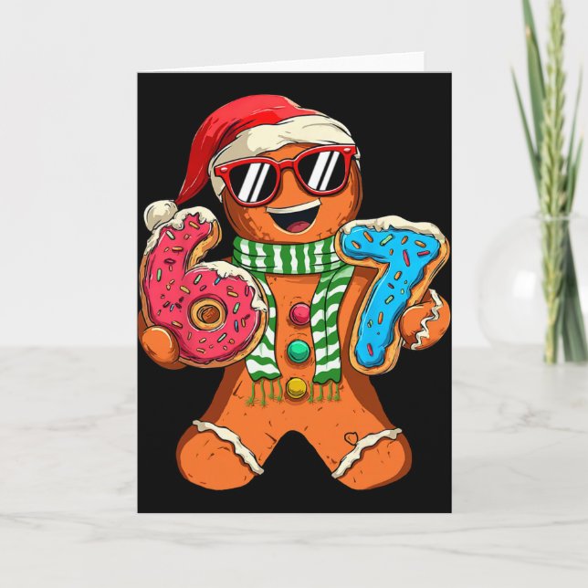 Funny Gingerbread Six Seven 67 Meme Ice Cream Chri Card (Front)