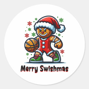 Funny Gingerbread Sketll Christmas Men Boys Kids Classic Round Sticker