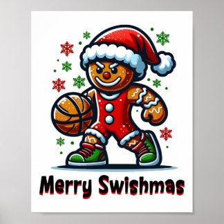 Funny Gingerbread Sketll Christmas Men Boys Kids Poster