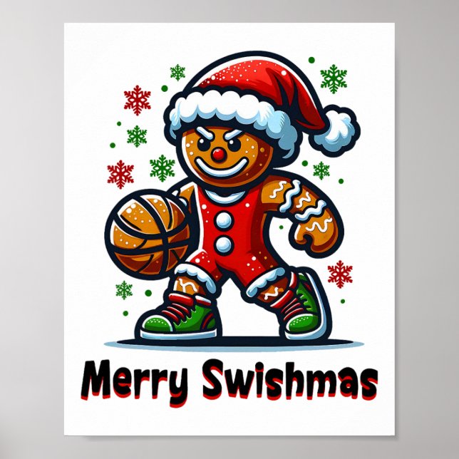 Funny Gingerbread Sketll Christmas Men Boys Kids  Poster (Front)
