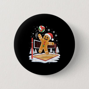 Funny Gingerbread Volleyball Player Christmas 2 Inch Round Button