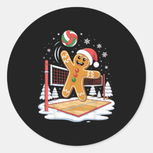 Funny Gingerbread Volleyball Player Christmas  Classic Round Sticker