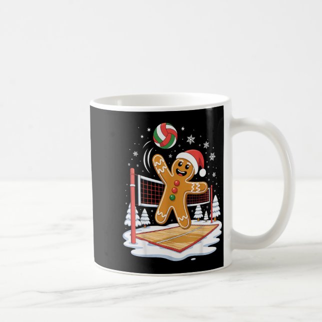 Funny Gingerbread Volleyball Player Christmas  Coffee Mug (Right)