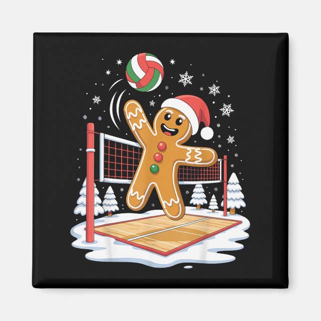 Funny Gingerbread Volleyball Player Christmas  Magnet (Front)