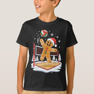 Funny Gingerbread Volleyball Player Christmas T-Shirt