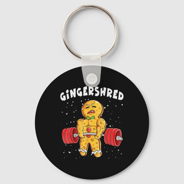 Funny Gingerbread Xmas Deadlift Tee Uni-adults  Keychain (Front)