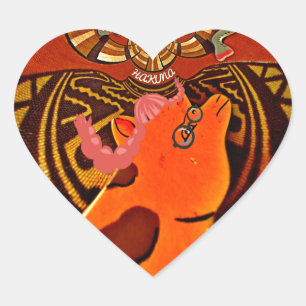 Funny Giraffe: A Kaleidoscopic African Charm Heart Sticker
