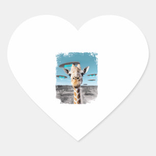Funny Giraffe Africa Savannah Selfie with Alien UF Heart Sticker