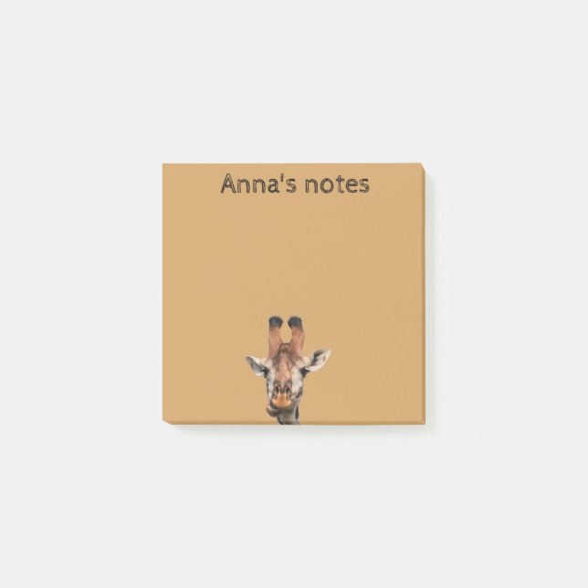 funny giraffe and brown background,custom post-it notes (Front)