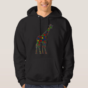 Funny Giraffe Animals Puzzle Pieces Autism Awarene Hoodie