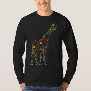 Funny Giraffe Animals Puzzle Pieces Autism Awarene T-Shirt