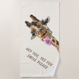 Funny Giraffe Beach Towel