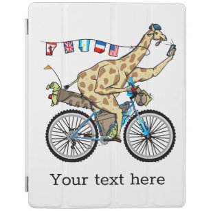 Funny giraffe bikebacking iPad cover