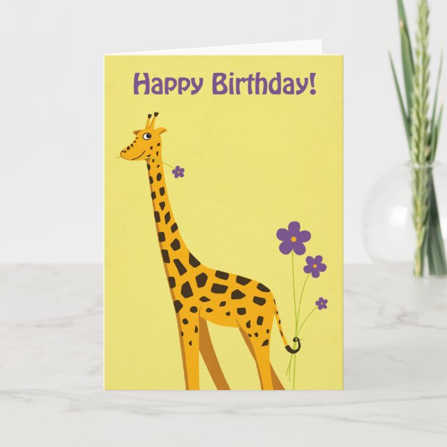 Funny Giraffe Birthday Card (Front)