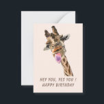 Funny Giraffe Birthday Card<br><div class="desc">Funny Birthday Cards with Giraffe Tongue Out and Playful Wink Cartoon Drawing Giraffes Smile Text - Customizable - or Choose / Add Your Unique Text / Font / Colour - Make Your Special Card - Resize and move or remove and add elements / image with Customization tool ! Choose fonts...</div>
