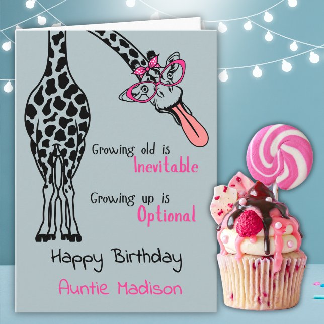 Funny Giraffe Birthday Card For Auntie (Creator Uploaded)