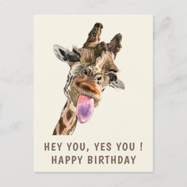 Funny Giraffe Birthday Cards (Front)